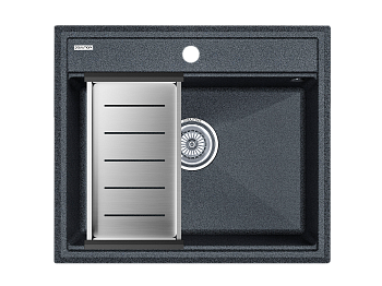 Кухонная мойка + коландер Paulmark PM115951-DG+A375-BS 59х51 цвет графит